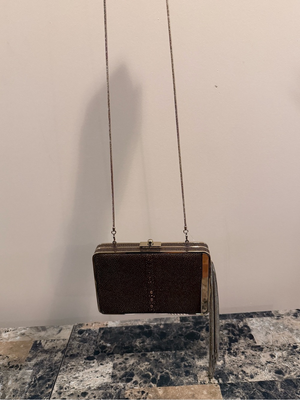 Henri Bendel Stingray-Embossed Box Clutch/ Crossbody RARE - Picture 5 of 16